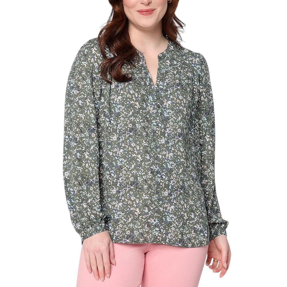 NYDJ Women's Trinity Printed Long Sleeve Blouse Farahs Field - Regular
